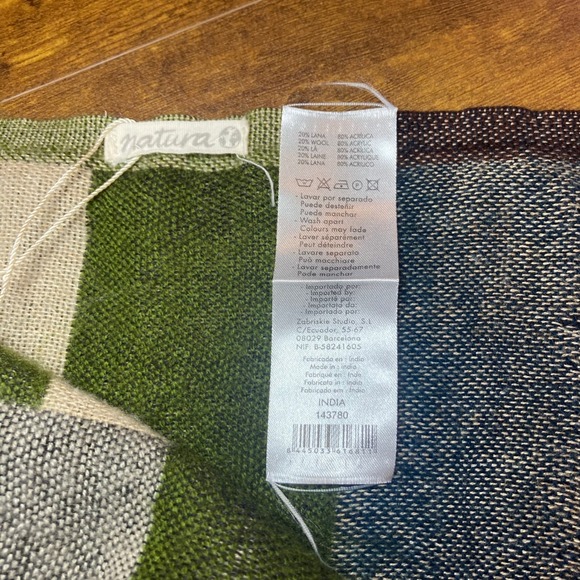 Natura Striped Wool Blend Scarf Shawl Wrap Fringe Beige Red Green Blue Brown - Picture 7 of 7
